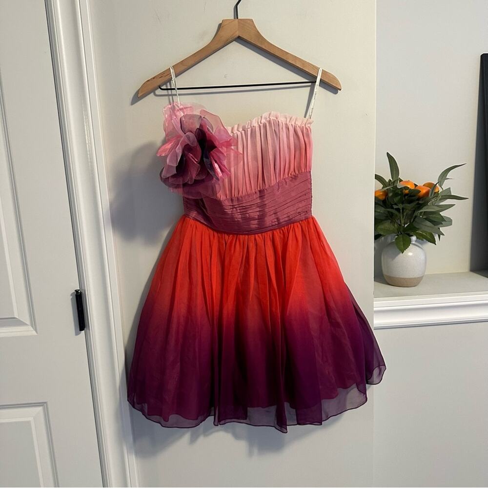 NWT Betsey Johnson Pink Ombré Tulle Floral Strapless Mini Dress 4 - Picture 12 of 12